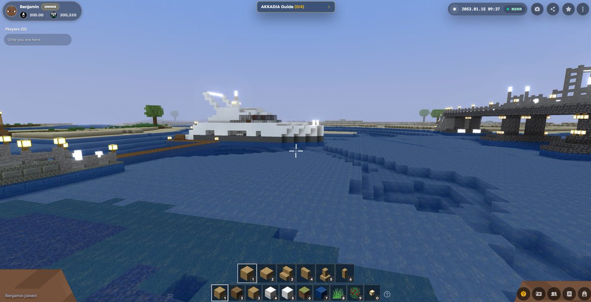 _0xBenjamin's tweet photo. I'm building a modern-style building that perfectly matches the yacht I built earlier in @_akkadia . It's about 60% complete so far, and I'm really excited to see it come together.

Don't forget to like my map and follow my building journey! 🚧🏙️✨