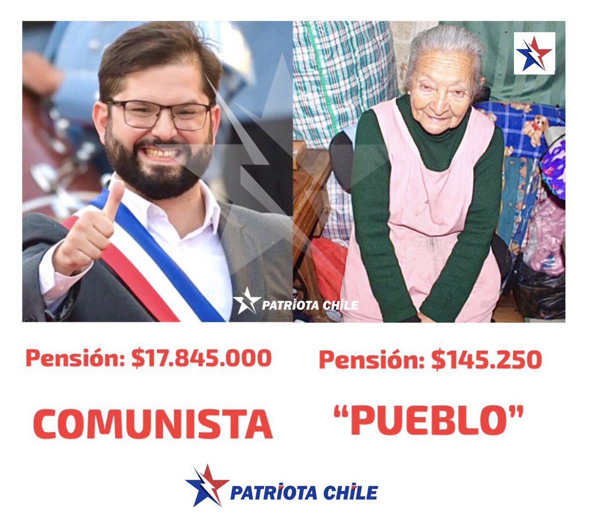 Soubirous_33's tweet photo. 🔴 AHORA | Patriotas, quiero  que este post se haga tendencia y le llegue al Merluzo; quiero que voriz se COMPROMETA A DONAR Parte de su MEGA sueldo a 5 Abuelitas del “Pueblo”con Pensión Baja, del cual dice amar tanto y lo haga por TV. RT  @GabrielBoric https://t.co/QBB4qT7b1d