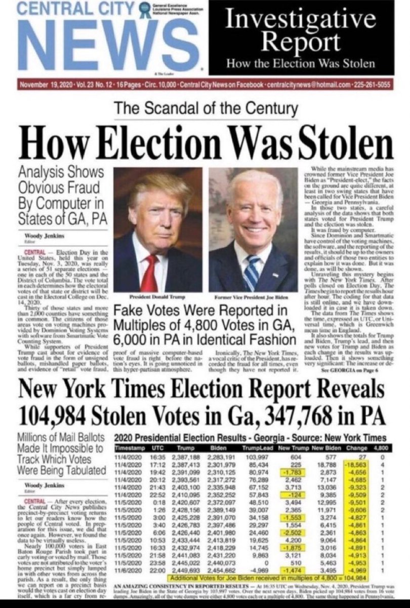 Qrightscopee's tweet photo. And here is, 

THE FACT OF THE CENTURY, 

According to this News Article, this is how the United States government was overthrown on November 3, 2020,

REPORT: analysis shows fraud in 30 States, and more than 2,000 counties had something in common.

Dominion Rigging Systems and software from Smartmatic Vote Counting Systems.