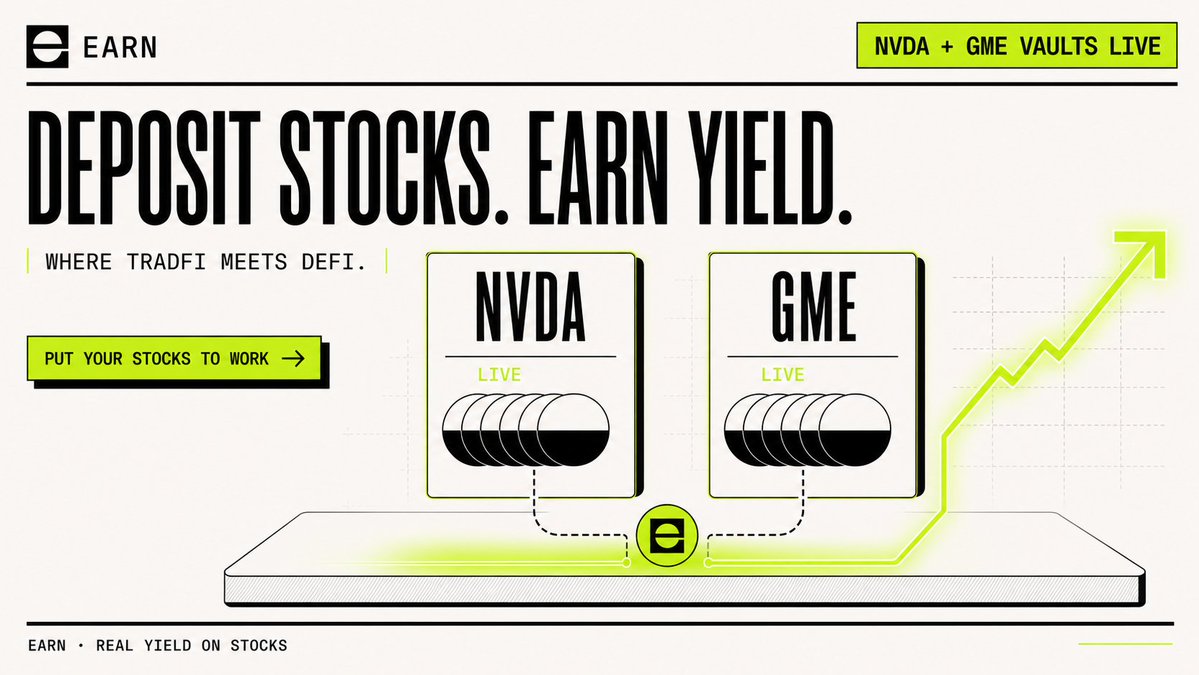 EARNONHOOD's tweet photo. Stocks have always generated billions in trading fees.

Wall Street kept them.

Onchain markets change who captures the value.

EARN is one of the first protocols bringing yield to tokenized stocks. https://t.co/OwDRIW35wT