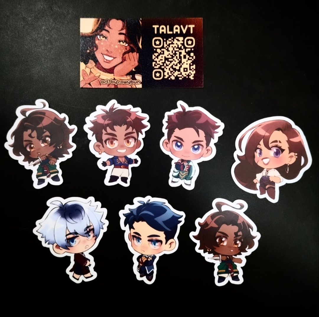 startris_studio's tweet photo. we're so grateful to @talavt_ for these gorgeous fanart stickers 🥺

only a few giveaways left! come and say hi at Booth 108 before they run out 💕 https://t.co/msbebqTSBN