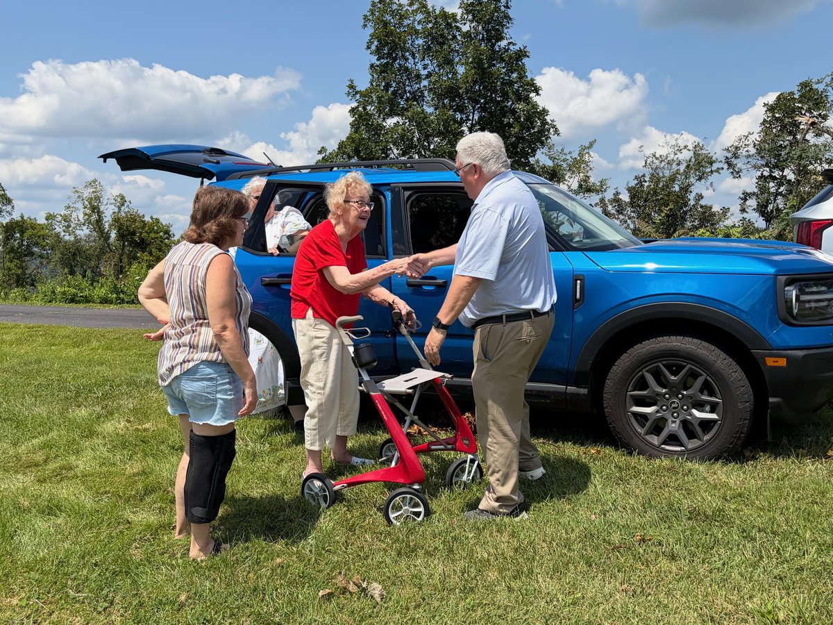wvgovernor's tweet photo. Governor Morrisey stopped by Former Senator Donna Boley's home this afternoon to see the tornado damage first hand. https://t.co/xzkfCpzkLm