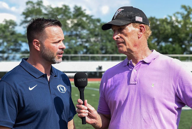 Chattermeister's tweet photo. @CoachBFitz &amp; players talk @theprepfootball with @Chattermeister @bcarrnjaports1 @parachini_jr @pjr_pat  @T_2AceDaniels @jaylin1bullock @colin_moore22 @JoeHofmann1 @BenRoss_81 https://t.co/jliW4uskyS https://t.co/1mKNSzZOs5