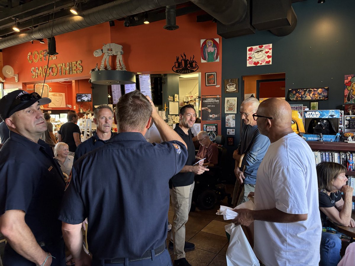 CommishNaft's tweet photo. Thank you to everyone who joined me and @ClarkCountyFD Station 38 for today’s Coffee &amp; Conversation at @grouchyjohns ☕️ I always enjoy catching up with friends and neighbors and talking all things @clarkcountynv! https://t.co/ZQtKjiQWug