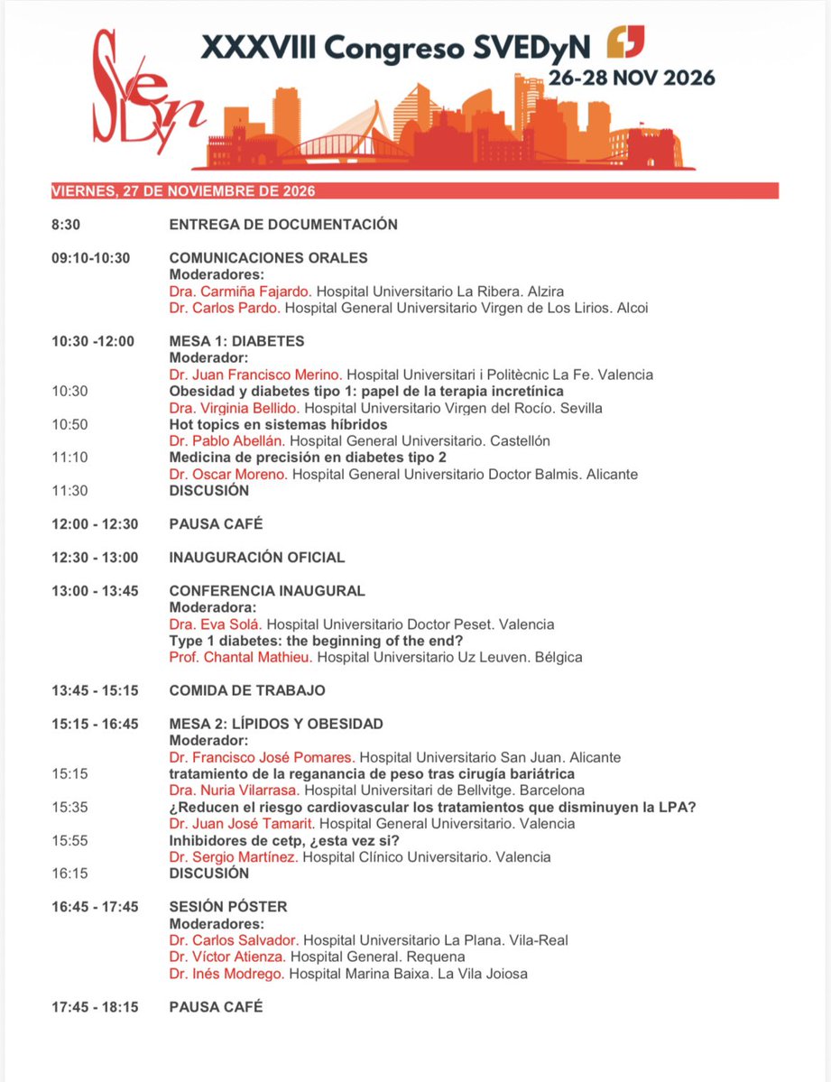 61Morillas's tweet photo. Os esperamos en el XXXVIII Congreso de la SVEDyN de 26 a 28 de Noviembre de 2026 en Valencia @SVEDYN_ @IICOMV @GVADrPeset @sociedadSEEN @GVAsanitat  @SociedadSeedo @SEDiabetes https://t.co/fzET2ayiRr