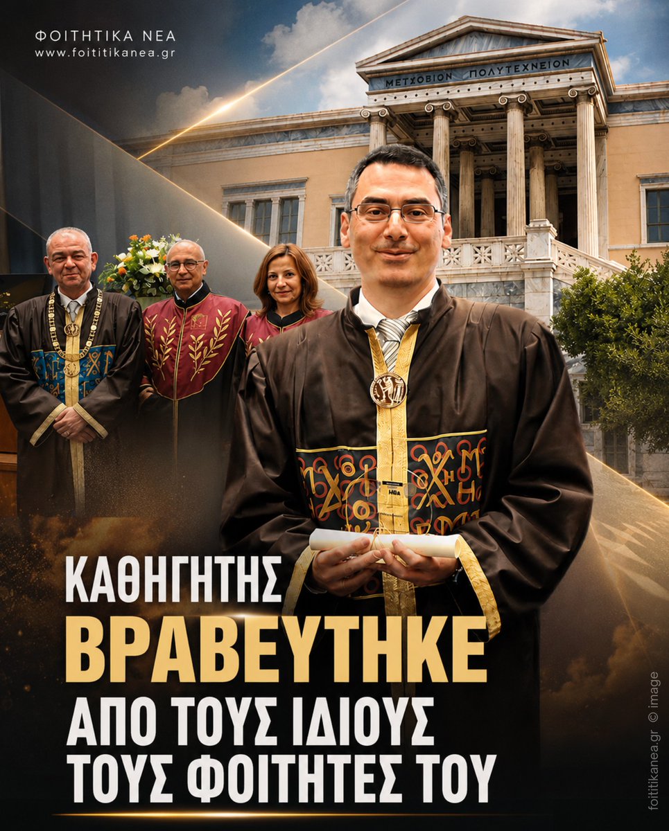 foititikaneagr's tweet photo. 👏 👏 🎓 Καθηγητής βραβεύτηκε από τους ίδιους τους φοιτητές του! ΦΩΤΟ ⬇️ ΕΝΗΜΕΡΩΣΗ στο https://t.co/DagJ0NUuQ4

@ntua @AUEB @kkiryto https://t.co/MFiblyycVQ