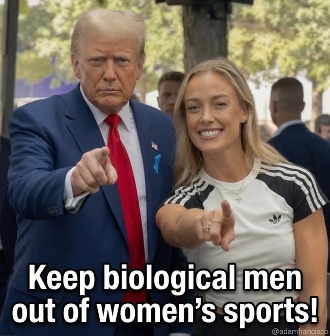 Airaswe's tweet photo. KEEP BIOLOGICAL MEN OUT OF WOMEN'S SPORTS! YES https://t.co/j25fwsn99v