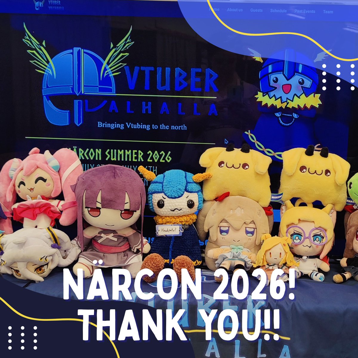 VtuberValhalla's tweet photo. THAT'S A WRAP!

Thank you so much to everyone who visited VTuber Valhalla, attended our M&amp;Gs, watched the concerts and more!

We are honored to be able to contribute to the VTubing community in a meaningful way, and NärCon 2026 will be a cherished memory.

See you next time! 💙 https://t.co/KoiEHKVns4