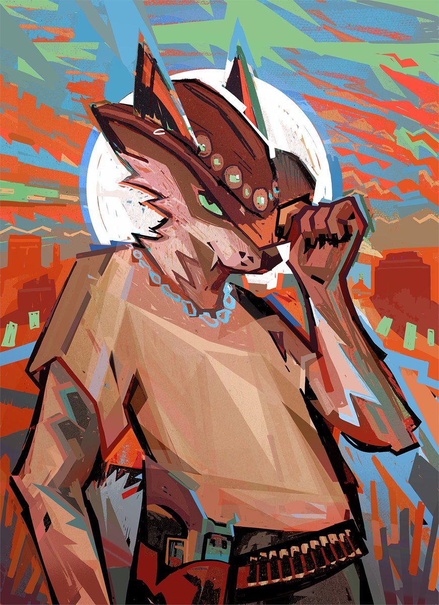 wolfeblock's tweet photo. Cowboy From Hell
(Commission for @Lumicrons) https://t.co/69C2ZiCl2b