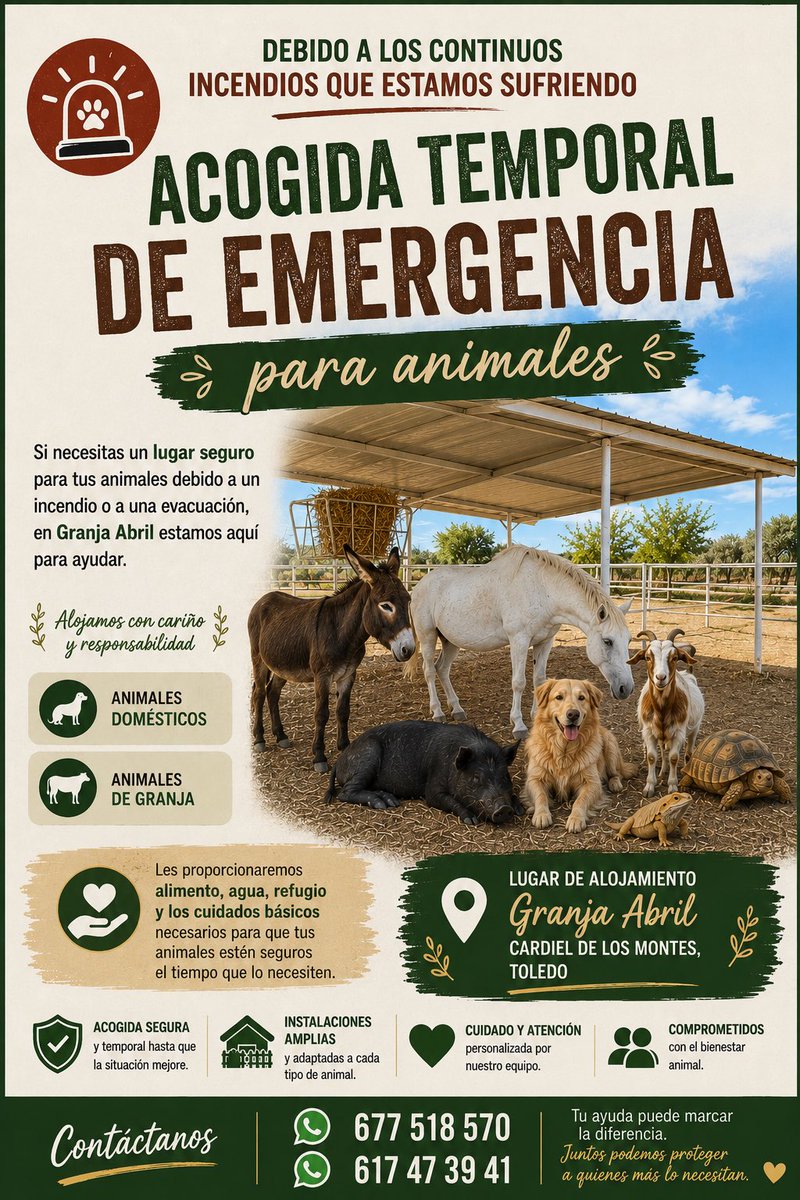 Andreafdezm01's tweet photo. Acogida temporal de emergencia para animales en Granja Abril, ayúdanos a compartir🙏🏼 https://t.co/Tcz3JkAarm