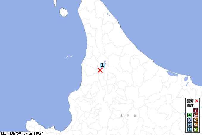 p2pquake's tweet photo. 【地震情報】07/25 22:52頃 震度1 上川地方北部(深さごく浅い、M2.7) 津波の心配なし [震度1]北海道幌加内町  https://t.co/qxeK9T5TyQ https://t.co/bP1OvCzXAr
