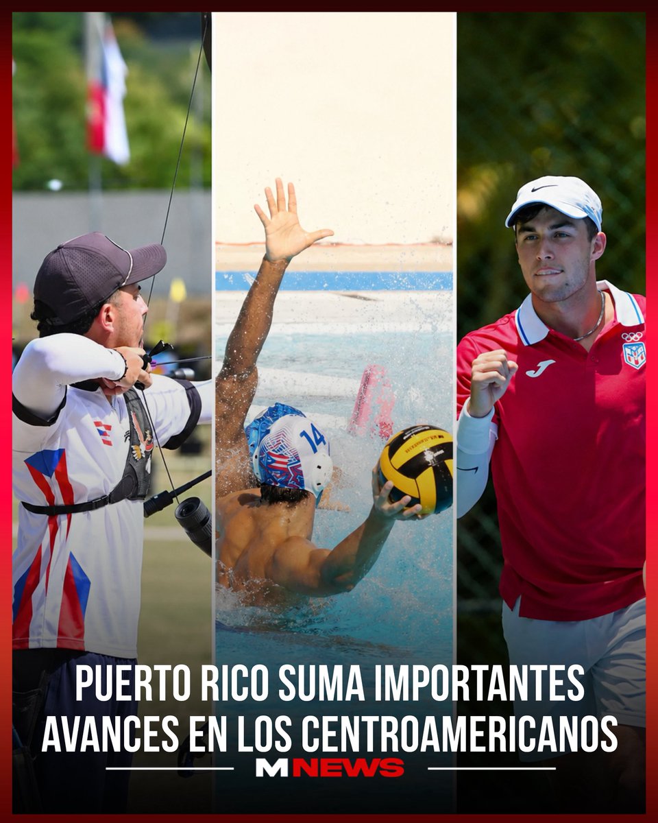Moluskein's tweet photo. Puerto Rico continúa sumando buenos resultados en los Juegos Centroamericanos y del Caribe. La selección masculina de polo acuático avanzó a la final, mientras el equipo femenino clasificó a semifinales.

Además, Yannik Álvarez y Marko Mesarovik llegaron a los octavos de final en tenis, y Jean Pizarro terminó segundo en la clasificación individual masculina de tiro con arco compuesto. 🇵🇷🏅

#MoluscoNews 
📸: @TelemundoPR