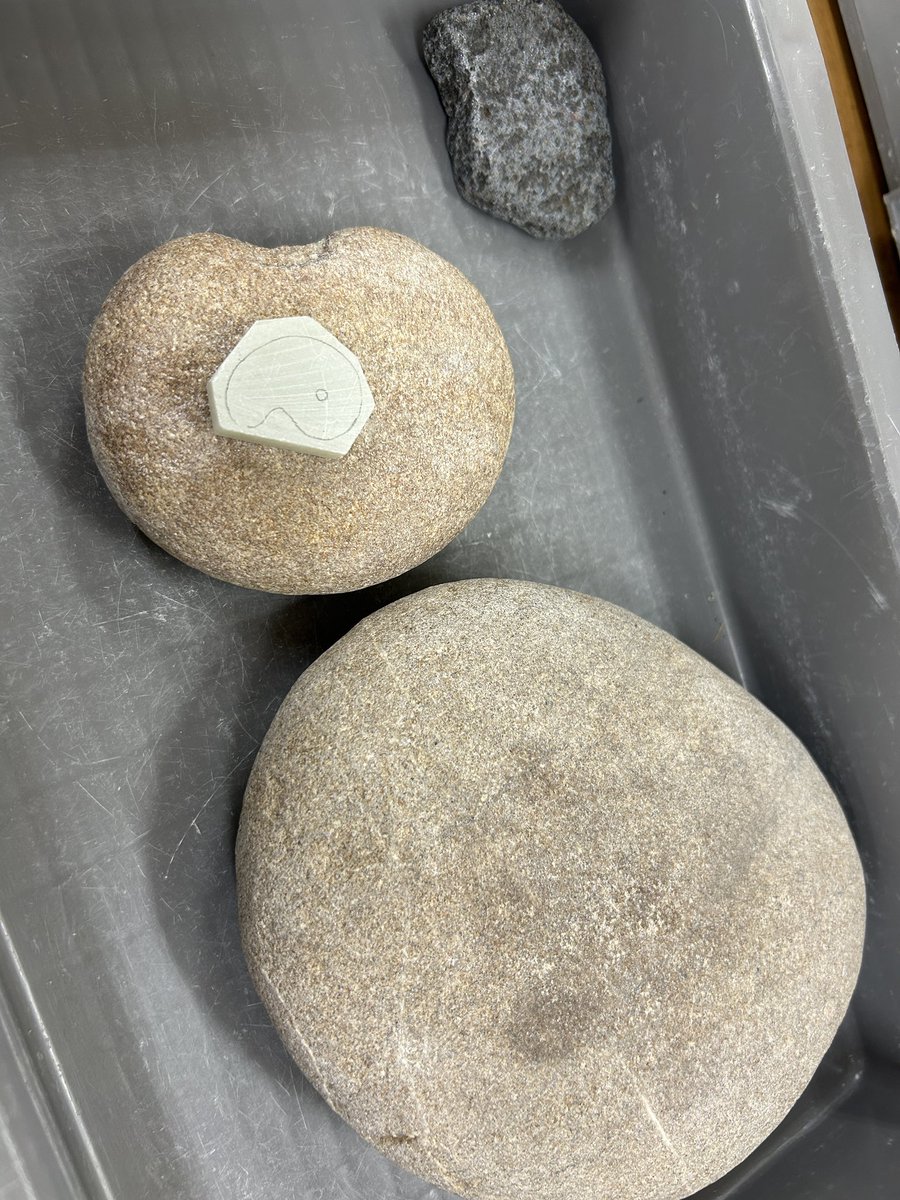 purin_honbun's tweet photo. 北陸おでかけ帳さんがレポしてた石川県埋蔵文化財センターへ！お目当ての勾玉作り体験はやわらかい材料を石でごりごり削って、今日は穴あけも弓ぎり式（火おこしのあれ）で自分でやらせてもらって完成！ついつい本気になって1時間ぐらい遊んだのになんと無料、どうなっているのか、ありがたすぎます https://t.co/Gp6aQnAx6x