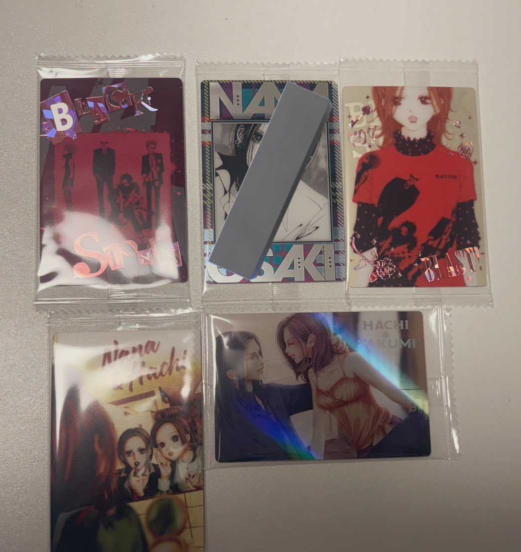 goolgulugoo's tweet photo. NANA ウエハース　トレ　交換

譲　画像のもの
求　定価198円＋送料

なるべくナオキとセットだとありがたいです。

都内手渡orPayPayで郵送可能です。
発送の際に画像や動画も添付します。
よろしくお願いします🙇 https://t.co/GYSFkBR8pC
