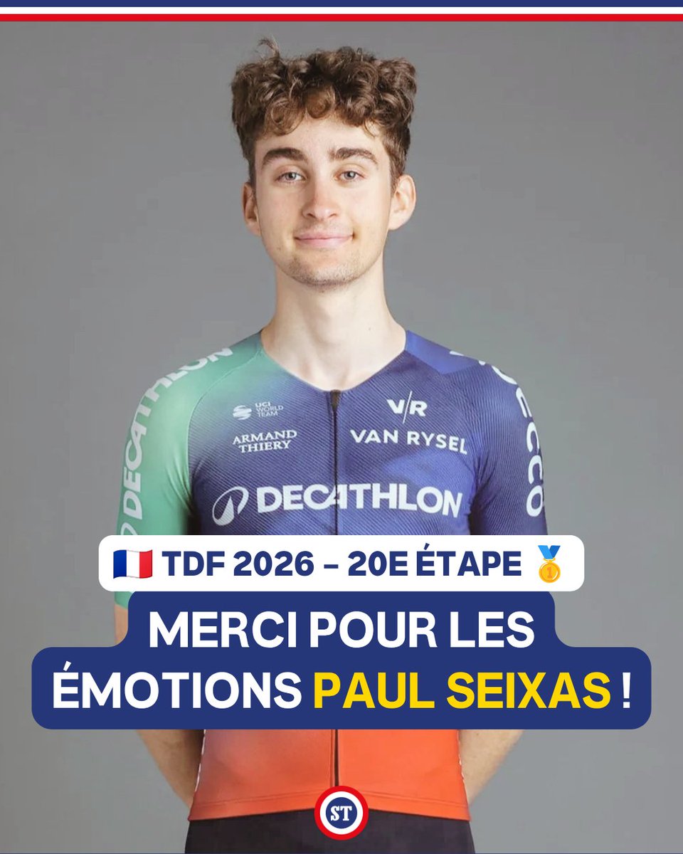 sportricolore's tweet photo. 🇫🇷 Merci pour les émotions Paul Seixas ❤️

Notre tricolore a une nouvelle fois tout donné face aux meilleurs coureurs de la planète 👏

Une première Grande Boucle bluffante.

19 ans 💎 https://t.co/YlboOh63Rp