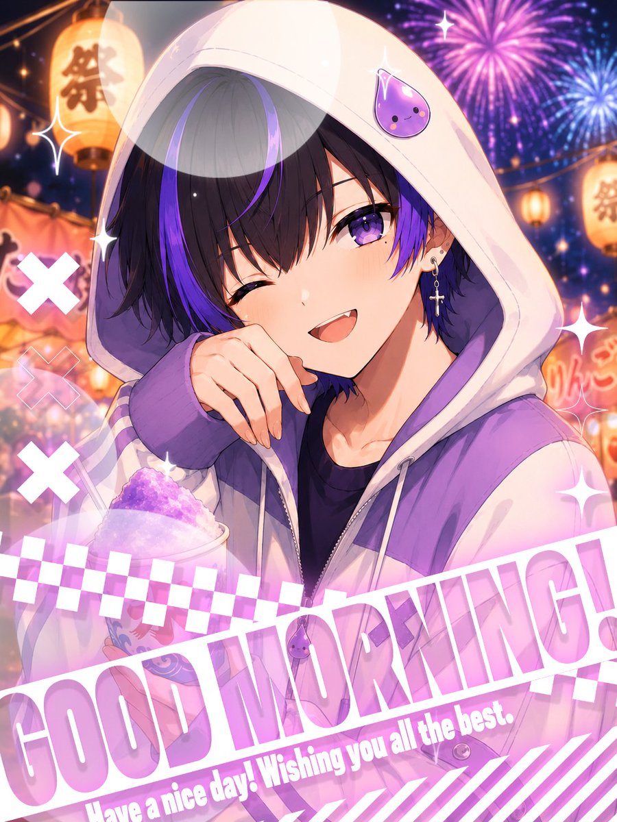 Hikage07's tweet photo. ⋱ #おはようVtuber ⋰ 

毎日夏祭り行きたい
推しの屋台はヨーヨー釣り🎈✨

#7月のVTuberフォロー祭り‍  #ゲーム実況者 https://t.co/i4SKtGZezx