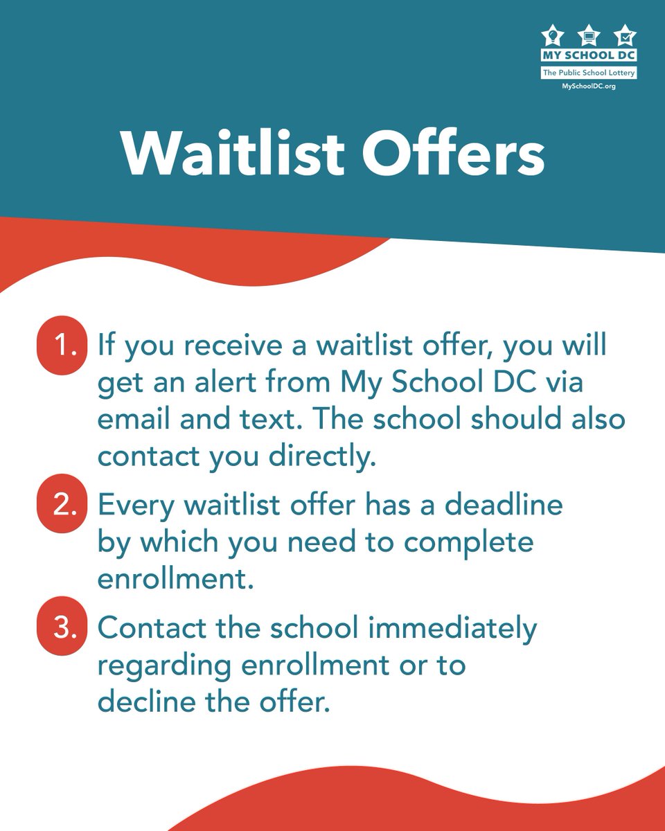 MySchoolDC's tweet photo. If you’re still looking for a school for the 2026–27 school year, check out our short waitlist page to find schools with fewer than 10 students on their waitlists: https://t.co/t08R1ENPb0 

Start your search today! https://t.co/yc9e9jB7nC