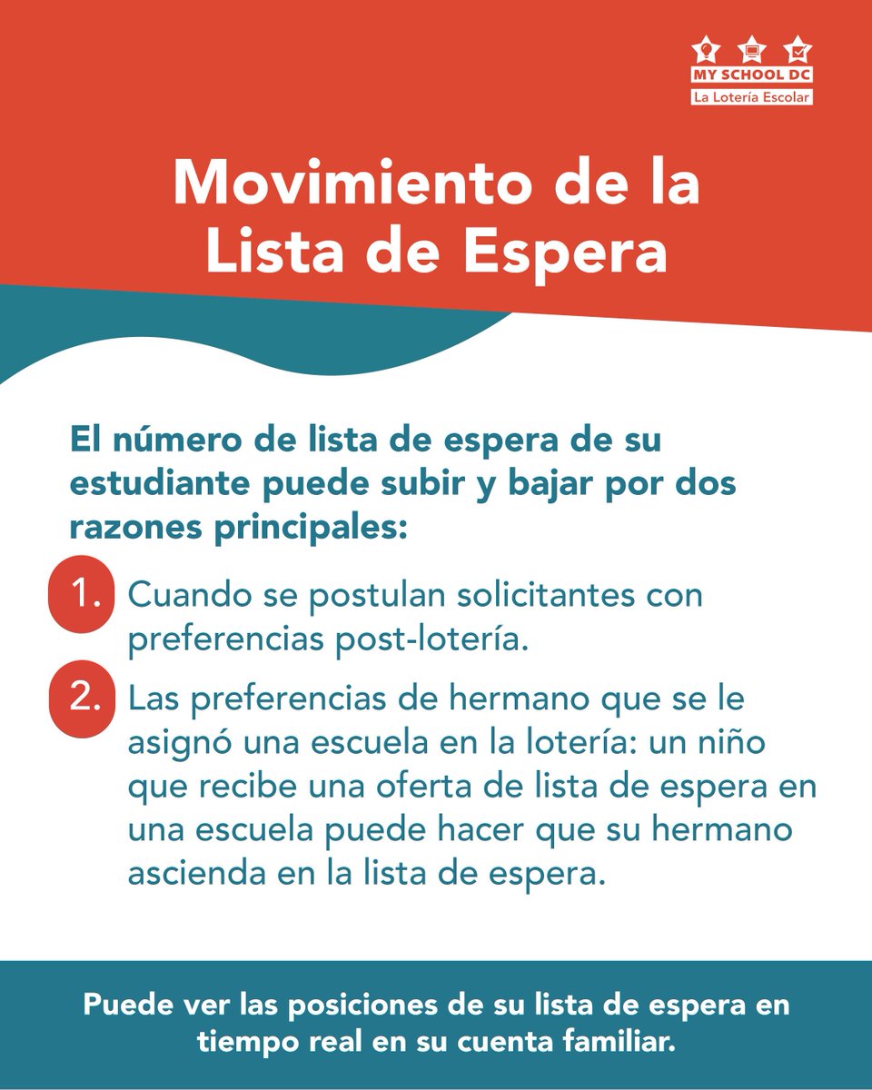 MySchoolDC's tweet photo. ¿Todavía está buscando una escuela para el año escolar 2026–27?

Consulte nuestra página de escuelas con listas de espera breves para encontrar escuelas con menos de 10 estudiantes en lista de espera: https://t.co/xi96AEzdt1 

Comience su búsqueda hoy mismo. https://t.co/A2136c34X8