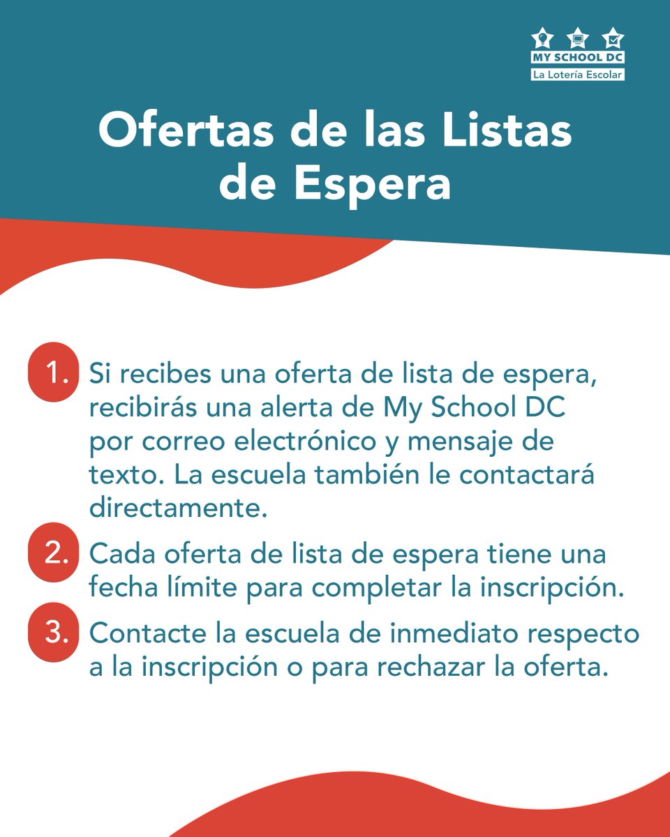 MySchoolDC's tweet photo. ¿Todavía está buscando una escuela para el año escolar 2026–27?

Consulte nuestra página de escuelas con listas de espera breves para encontrar escuelas con menos de 10 estudiantes en lista de espera: https://t.co/xi96AEzdt1 

Comience su búsqueda hoy mismo. https://t.co/A2136c34X8
