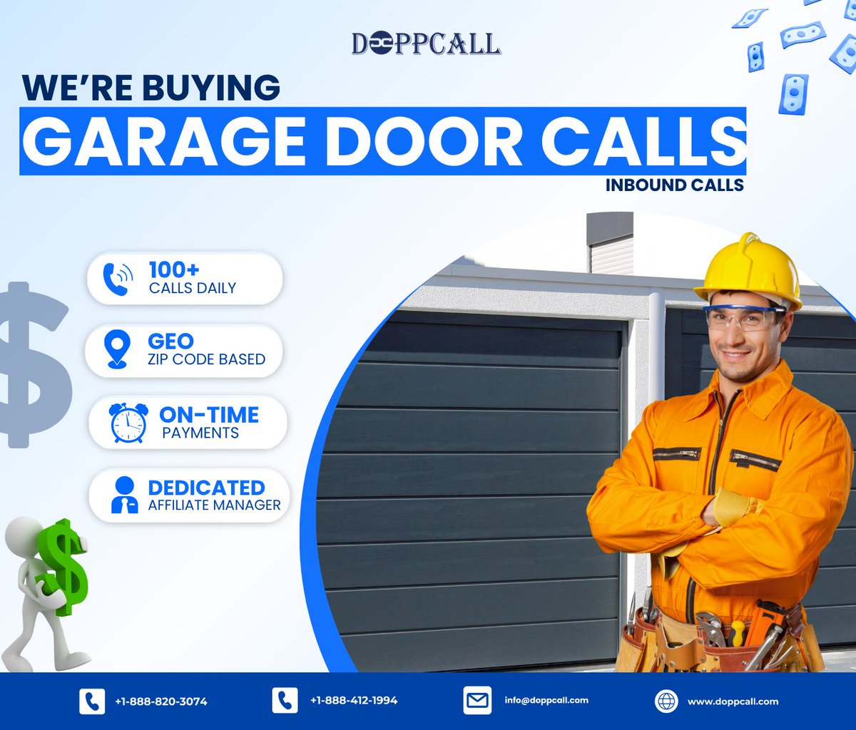 doppcall's tweet photo. Looking for Serious Garage Door Call Publishers

Quality traffic deserves a quality buyer.

We're expanding our publisher network and are currently looking for partners who consistently generate high-intent Garage Door inbound calls. 

If your traffic comes from Google Ads, SEO, Facebook, Native, or other compliant sources, we'd love to work with you.

We're not interested in one-time deals we're building long-term relationships with publishers who value consistency, transparency, and reliable payouts. 

If you're producing genuine homeowner calls with strong buying intent, we'll make sure your traffic gets the value it deserves.

Why publishers choose us:

✔️ Premium payouts for qualified calls
✔️ Weekly payments
✔️ Free Ringba tracking support

Whether you're already sending volume or planning to scale, we're ready to grow with the right publishing partners.

📧 Email: info@doppcall.com
📞 Call: +1 888 820 3074 | +1 888 412 1994
🌐 Signup: https://t.co/yVcsilbQPM

#DOPPCALL #GarageDoor #PayPerCall #PublishersWanted #AffiliateMarketing #LeadGeneration #InboundCalls #CallTraffic