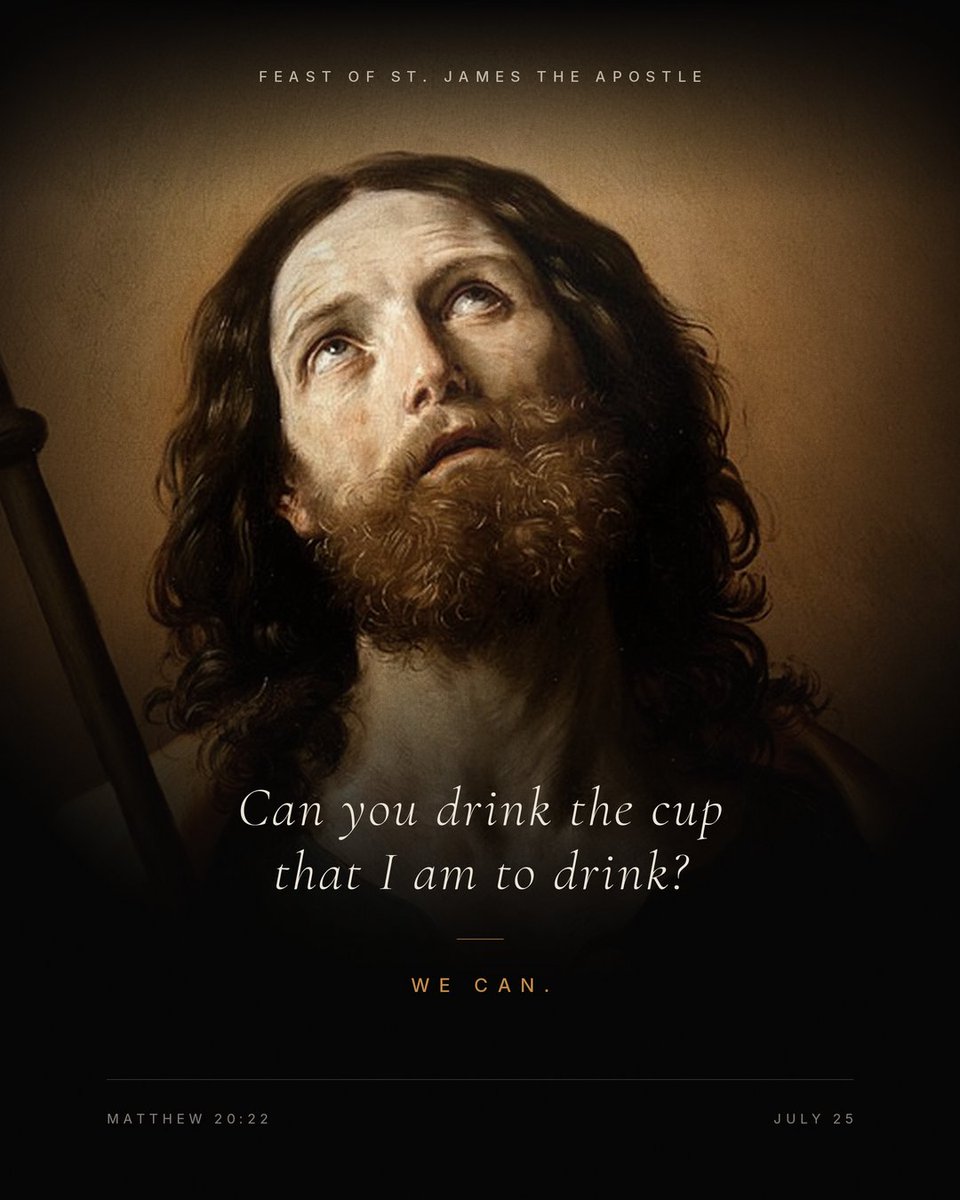 MagisCenter's tweet photo. James was the first Apostle to be martyred. He said "yes" before even fully grasping what "cup" Jesus was talking about. May we have that same courage to say "Yes" to Jesus, without thinking of the hardships and trusting in Him.
#catholic #jesus #frspitzer https://t.co/qfgepu0yVH