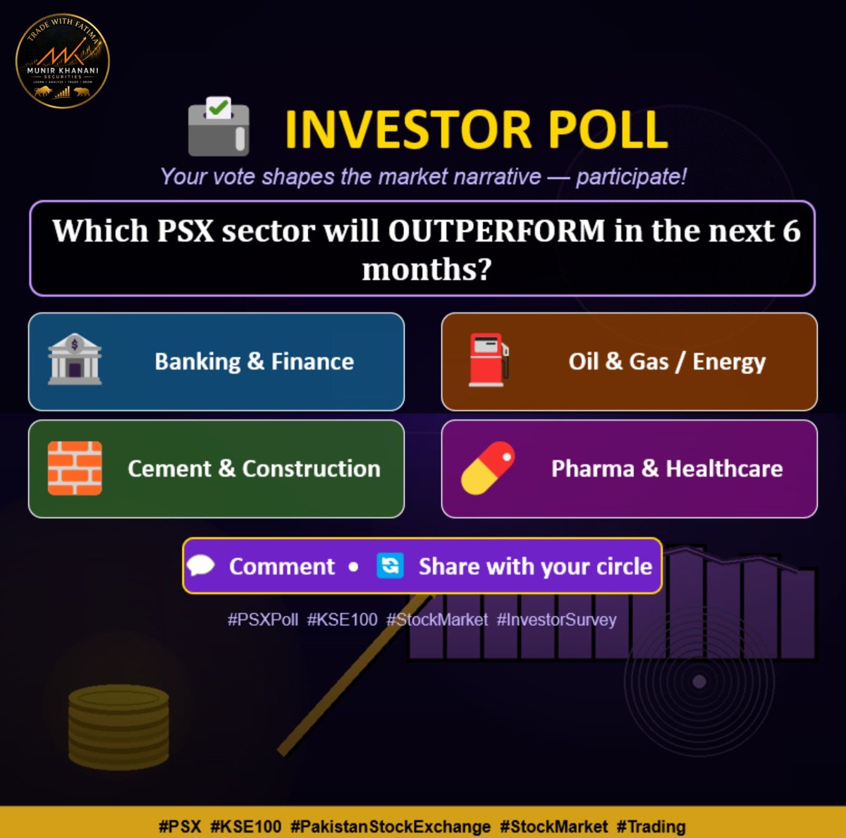 tradewthfatima's tweet photo. PSX investors poll
Share your thoughts !!
#PSXPoll #MarketPoll #BankingSector #OilAndGas #CementSector #PharmaStocks #StockMarketPK #InvestorSurvey
#TradeWithFatima #trending #viral #creatorsinsights #TradingStrategy #PriceActionTrading #StockMarket #DayTrading #TechnicalAnalysis #SwingTrading #FinancialMarkets #TradingTips #advice #senioranalyst #fyp #foryou
#TradingSuccess #PSX #PakistanStockExchange
@Followers @Everyone @Highlight @Topfans