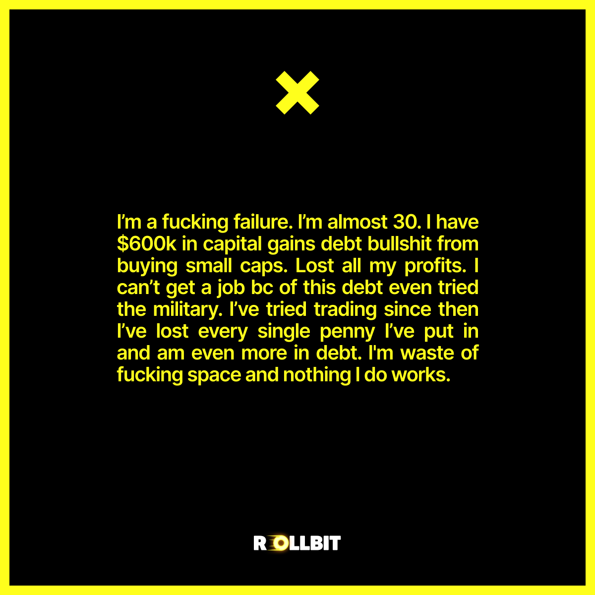 coinfessions's tweet photo. I’m a fucking failure. I’m almost 30. https://t.co/aebQWoKY36