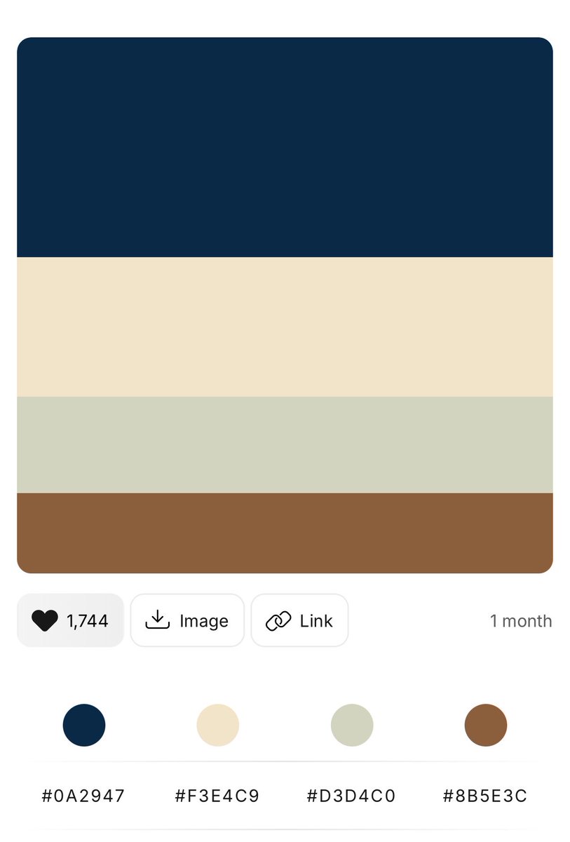 KTHedgy's tweet photo. @develvera I like earth and neutral tone. 

#0A2947
#F3E4C9
#D3D4C0
#8B5E3C https://t.co/r8spxnl27B