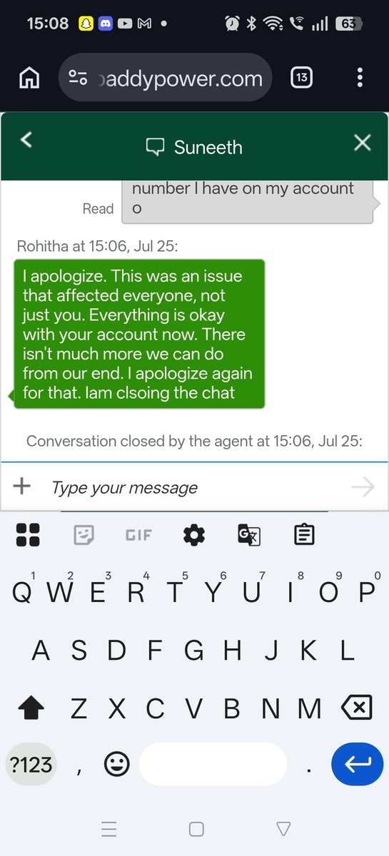 RyanSimpson3's tweet photo. @M_G_Doyle @paddypower looks like a few of us aren't happy with you, better still let's show people how your chat customer service team thinks regarding a data breach https://t.co/7m4HD0EO4V