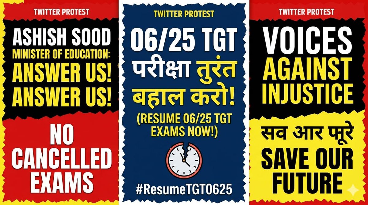 varshasaharann's tweet photo. @ashishsood_bjp @dpradhanbjp @AshishSoodBJP Sir, TGT 6/25 EXAM is still pending and candidates are waiting for clarity.  
Please conduct the exam soon so that students can move forward with their careers.  

@Dir_Education @dsssbofficial @gupta_rekha @LokNiwasDelhi @LtGovDelhi @abhinaymaths https://t.co/wle4OuWsnG