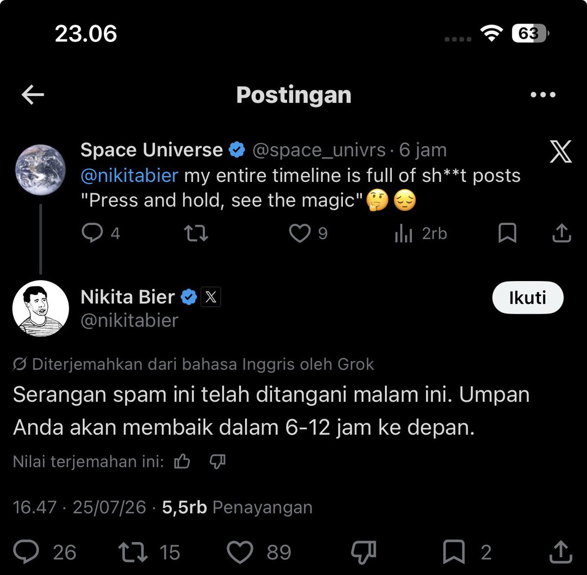 JawiNeko's tweet photo. kurangi ya ges.
udah dicepuin ke bosnya https://t.co/oNH8OZhima