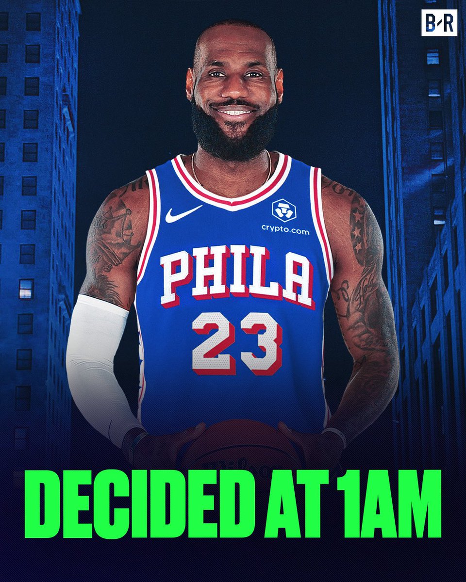 BleacherReport's tweet photo. LeBron made the decision to join the 76ers at 1AM in the morning, per @RichPaul4 😳 https://t.co/BqGxZ5Oj4t