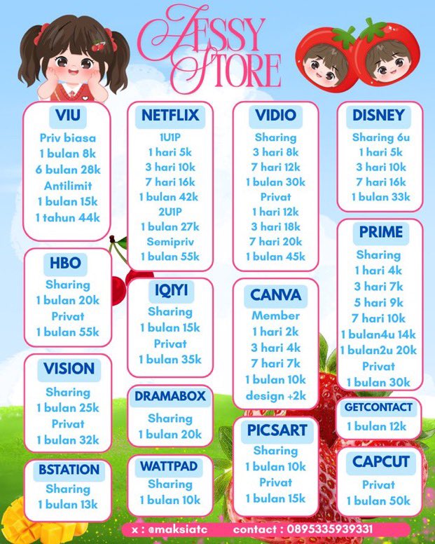 jcuteis's tweet photo. hi apipiku yuk full garansi dan satset ada loyalty card juga🎀

t. canva capcut iqiyi vidio netflix prime disney hbo wetv bstation wattpad picsart

☎️ https://t.co/7Qmks9v2Ku
8820

#zonauangㅤ https://t.co/VWDPnbNgte