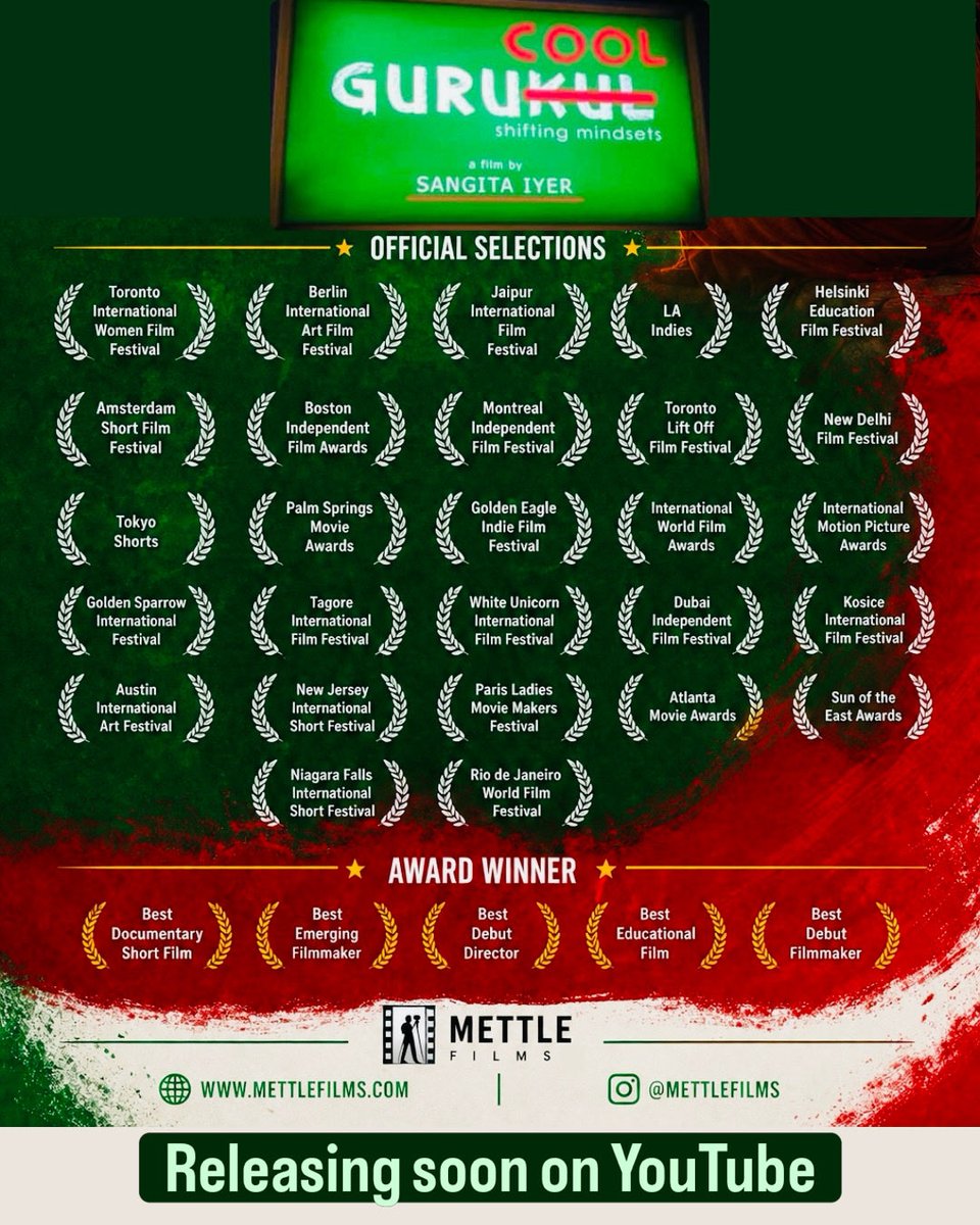 MettleFilms's tweet photo. Festival journey. Award-winning. Never publicly available. That changes this Guru Purnima. Mettle Films presents GuruCool – Shifting Mindsets, officially selected at 30+ international film festivals, premiering on YouTube for the first time.
#GuruCool #MettleFilms #awardwinner https://t.co/aP0246LVKy