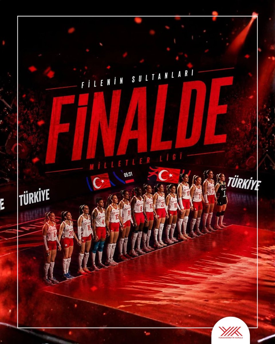 YuksekogretimK's tweet photo. Filenin Sultanları finalde! 🇹🇷

2026 FIVB Milletler Ligi’nde finale yükselen A Millî Kadın Voleybol Takımımızı kutluyor; Brezilya’yla karşılaşacağı final mücadelesinde başarılar diliyoruz.

Yolunuz açık olsun #FileninSultanları! https://t.co/AchedrFw6L