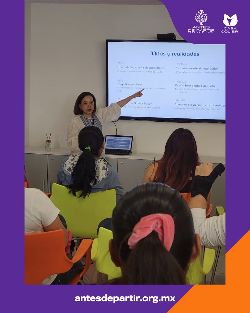 AntesDePartirAC's tweet photo. 🧡gradecemos a la Dra. Idalia Lozano por compartir una charla tan necesaria sobre los cuidados paliativos, recordándonos que cuidar también es aliviar el sufrimiento.🧡
#CuidadosPaliativos #CasaColibrí #AcompañamientoReal #SaludEmocional #CáncerInfantil https://t.co/Ze7cjOLsz3