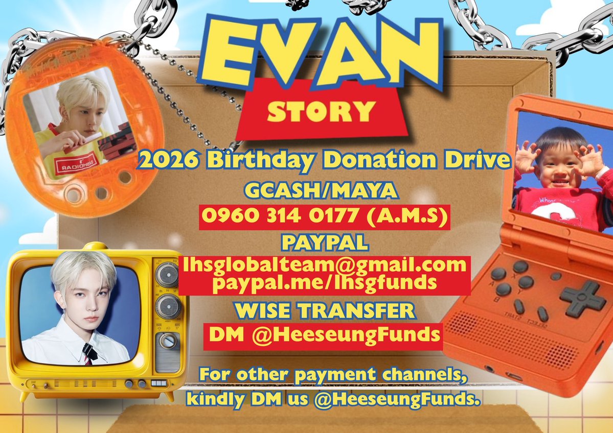 LHSGlobalTeam's tweet photo. #SARANGHEE_AT_ALL_COSTS 🧸 

Donation drive to provide EVAN DAY projects (Charities, Ads, etc.) under EVAN’s name is now OPEN! 

All funds will go directly toward supporting EVAN DAY projects and Evan’s September release. 💰

↳ DONATE HERE: https://t.co/I6Bt5skOUU 
↳ MONITORING SHEET:  https://t.co/gcUK4ZrDZr

📝For queries, kindly DM us at @HeeseungFunds 

#EVAN #에반 #ヒスン #李羲承