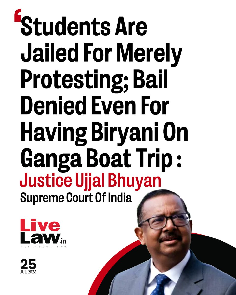 LiveLawIndia's tweet photo. Justice Ujjal Bhuyan of the Supreme Court today remarked that public spaces for accommodating divergent views are shrinking in India to the extent that students protesting for their rights are being arrested and denied bail. When they are granted bail, Courts impose restrictive bail conditions that severely undermine their liberty.
Read more: https://t.co/qhivpPP7bv
#JusticeUjjalBhuyan #SupremeCourt #studentsprotest