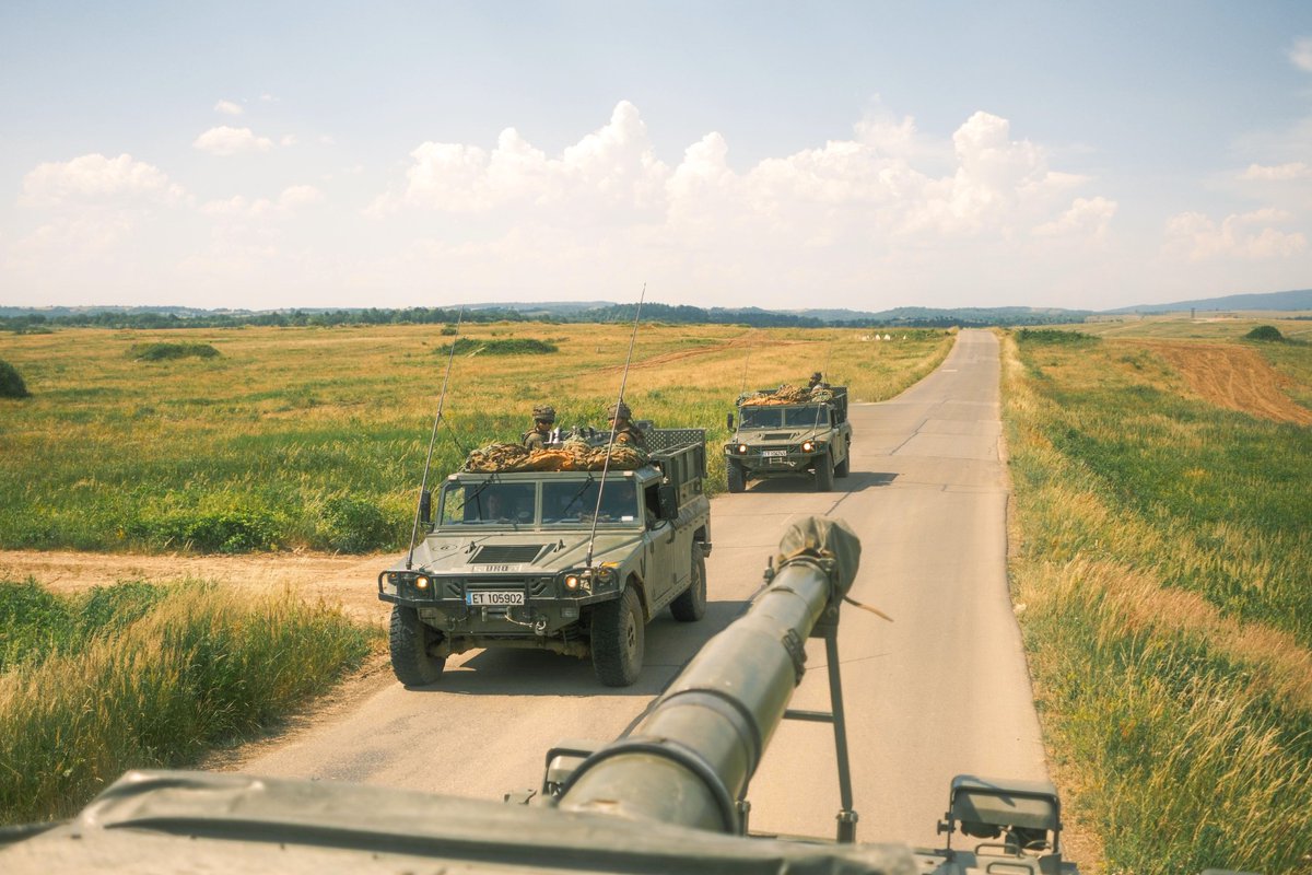 NATOTFSlovakia's tweet photo. NATO’s Multinational Brigade Cavalry in Slovakia is on the move! Conducting zone recon to scout terrain and track opposition, blending observation and combat power to keep the initiative. 
🇸🇰 🇨🇿 🇵🇹 🇷🇴 🇸🇮 🇪🇸

#WeAreNATO #MNBDESVK #NATO #Cavalry
#DeterandDefend #LaLegion https://t.co/rcMuL9PS1U