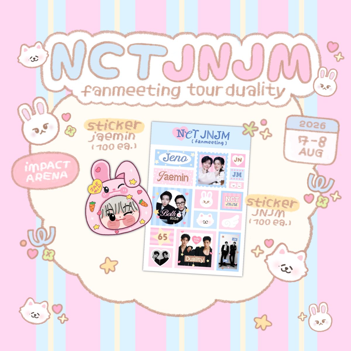 HanaHimawari3's tweet photo. * giveaway Nct JNJM in bkk 🌱

♡ Stickers JM
♡ Stickers JNJM

🐰 rt &amp; show this tweet ⋆. 𐙚 ˚

มารับกันเยอะๆนะคะ  🫶🏻🫶🏻

#NCTJNJM_FANMEETING_TOUR_DUALITY 
#NCTJNJM_FANMEETING_TOUR https://t.co/NSMILU0N7W