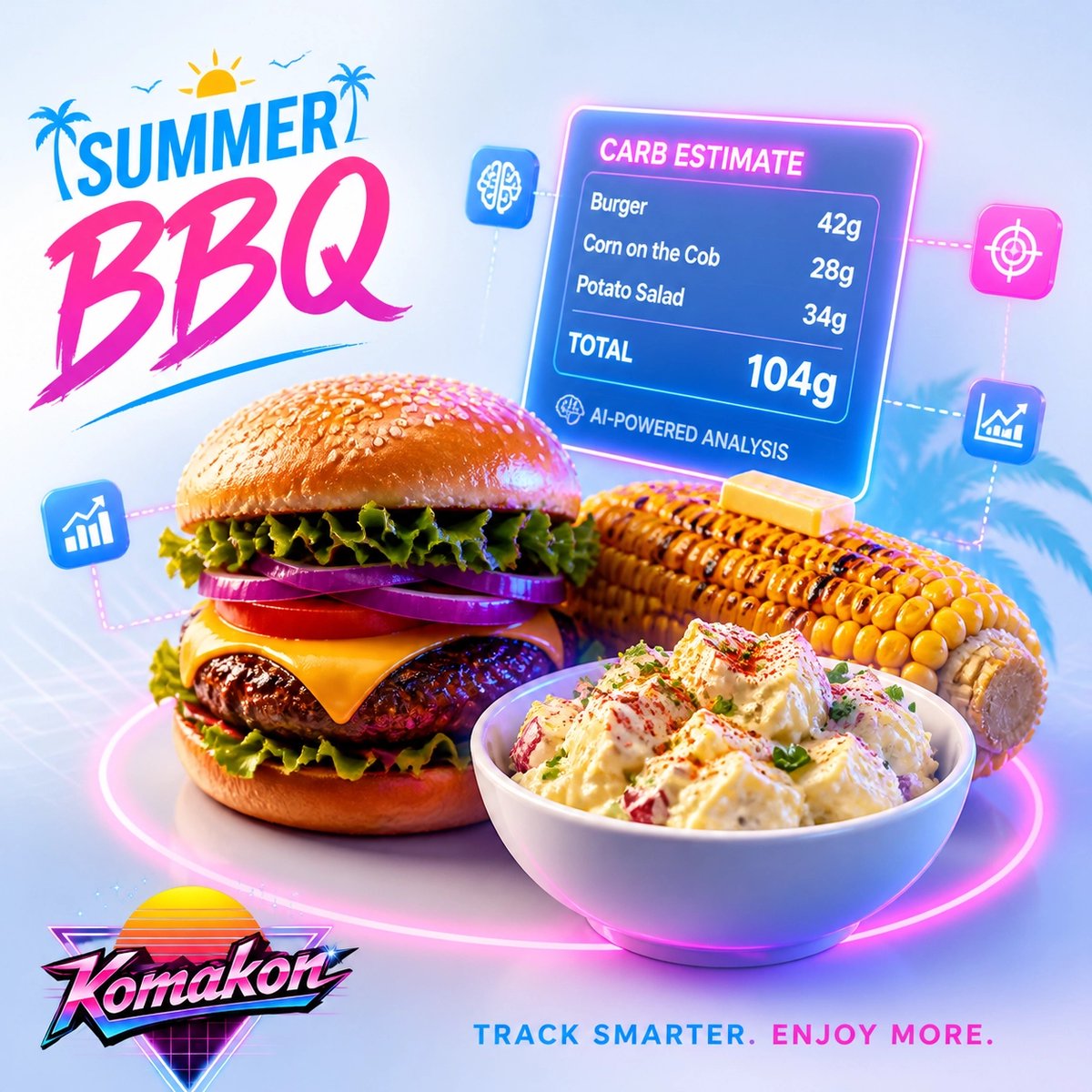 Komakon_LLC's tweet photo. Snap a photo of your cookout plate and let KomaDose AI provide smart carb estimates for those homemade sides. Enjoy the BBQ without the stress! 🍔🍉🔥
#KomaDoseAI #Diabetes #SummerCookout #CarbCounting #AIHealth #Komakon https://t.co/S5LQbspqfV
