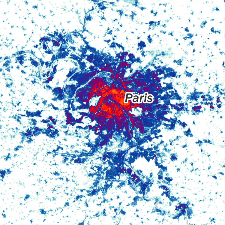 GusPriet's tweet photo. @jcaetanoleite Os 4 mapas estão na mesma escala, SP parece bem densa comparada com outras metrópoles globais https://t.co/zpRogzzBOg