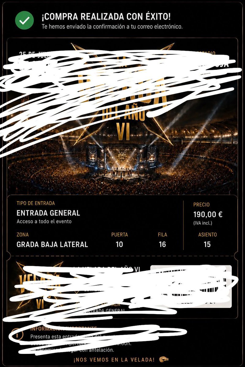 gemmatriplegg's tweet photo. Vendo 2 entradas al mismo precio por no poder ir y ser un regalo de mi padre, asi no pierde el dinero! VELADA IBAI AÑO 6 #VeladaDelAñoVI #veladadelaño https://t.co/KMC0qYUfU7