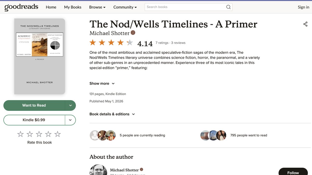 shotterwriting's tweet photo. A reminder that the eBook edition of "The Nod/Wells Timelines - A Primer" is on sale for just $0.99 everywhere until July 31!
Check it out on Goodreads:
https://t.co/sZ1bNu2NIv
Store Links:
https://t.co/UWl3EZT1U2
#specfic #scifi #horror #thriller #book #booksofx #FYI #ICYMI https://t.co/GHWr6LelZu