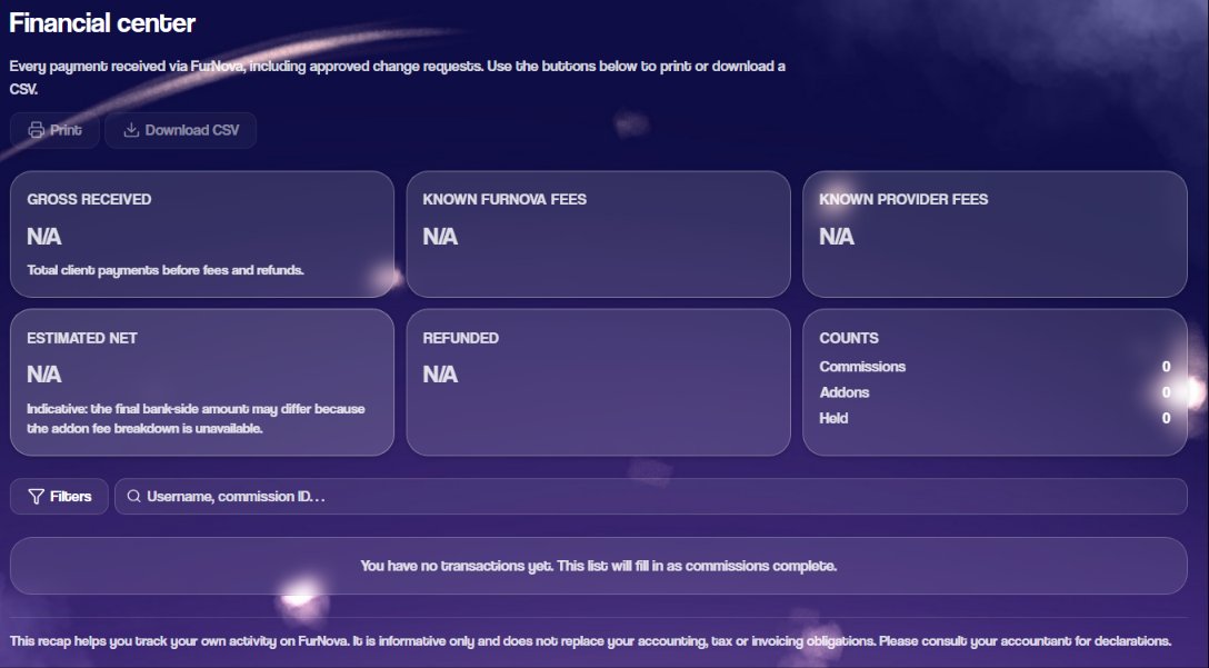 FurNovaOfficial's tweet photo. We're adding a Financial Center to FurNova !

Artists will be able to track payments, fees, refunds and earnings all in one place :3

Less mess, more time to create <3

https://t.co/2x5RqPZFEj https://t.co/hOYlXCzHeX
