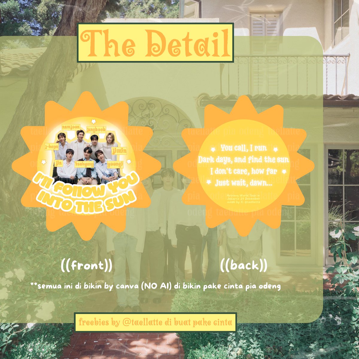 taellatte's tweet photo. — reveal freebies bts arirang in jakarta by @ taellatte — 🌻✨

🗓️: 29 Desember (day 3)
📍: GBK Area

• sangat gemas
• ymma (yg mau-mau aja)
• open jalur ordal >> trade freebies 😹
• limited edition, bts aj egk kedapetan https://t.co/OwuWck9WYO