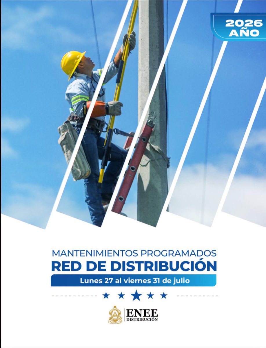EneeHnOficial's tweet photo. #EneeInforma⚡️ | A partir del próximo lunes 27 al viernes 31 de julio habrá interrupciones temporales del servicio de energía eléctrica, en ciertas zonas de los departamentos de Cortés, Copán y Santa Bárbara, debido a trabajos de mantenimiento programados en la red de distribución.
Agradecemos de antemano la paciencia y comprensión de nuestros usuarios del noroccidente del país.