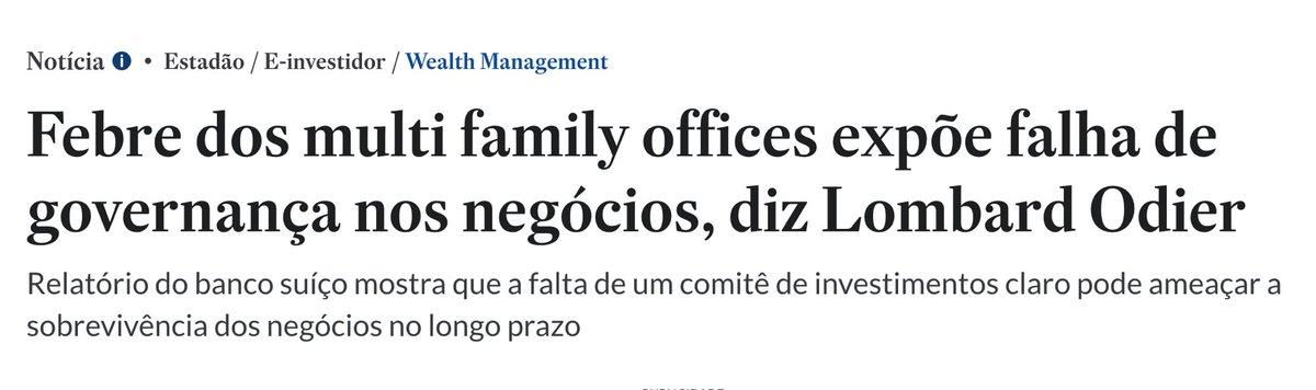 opapoeconomico's tweet photo. Brasil teve um boom de multi family offices nos últimos anos. Lombard Odier (230 anos) aponta o problema:

Cresceram rápido. Governança não acompanhou

"Muitos family offices dependem de processos informais de tomada de decisão, concentrados nas mãos do fundador"

O que mudou:
• Mudanças tributárias tiraram dinheiro dos bancos
• Maior transferência de riqueza entre gerações
• Escopo ampliou pra private equity, real estate, planejamento sucessório

O risco: sem comitê de investimentos formal, decisões viram pessoais em vez de estratégicas. E divergências sobre risco destroem patrimônio

"Gestão de patrimônio é maratona" — e muitos MFOs brasileiros estão correndo sem tênis