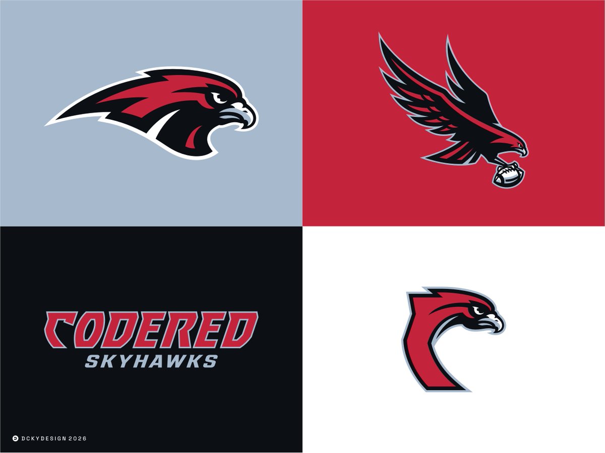 dckydesign's tweet photo. CODERED Skyhawks Logo Set
๐ฉ For inquiries and collaborations, contact me dm or email
#hawkslogo #sportslogo #footballlogo #mascotlogo #mascotdesign #sportsbrand #sportsmascot https://t.co/3fBJ9VUVOt