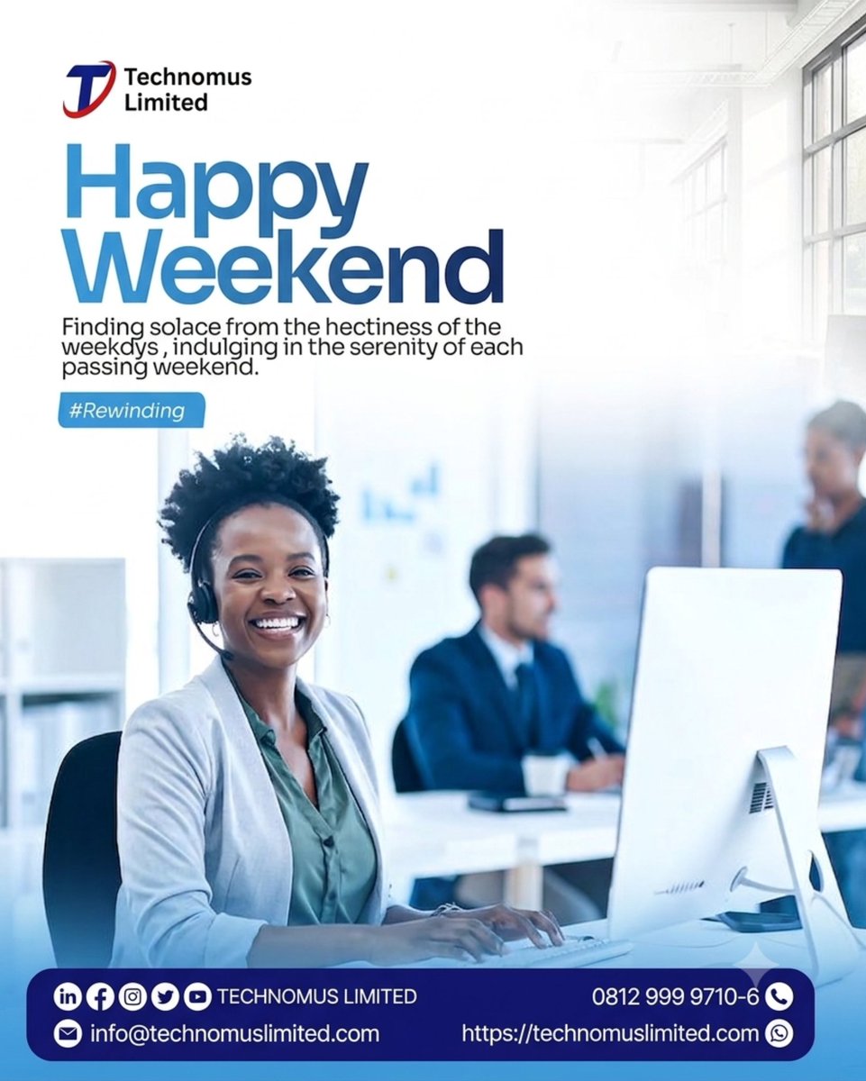 technomus_LTD's tweet photo. Here's to a week of innovation, progress, and new possibilities.
Enjoy your weekend, and let's continue building smarter solutions together.

🚀 TECHNOMUS LIMITED Smart Innovation for Africa, by Africa.

#TECHNOMUS #Innovation #TechAfrica #DigitalTransformation https://t.co/KyYxHVWfry
